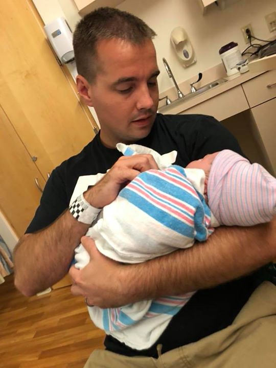 Erik with first baby